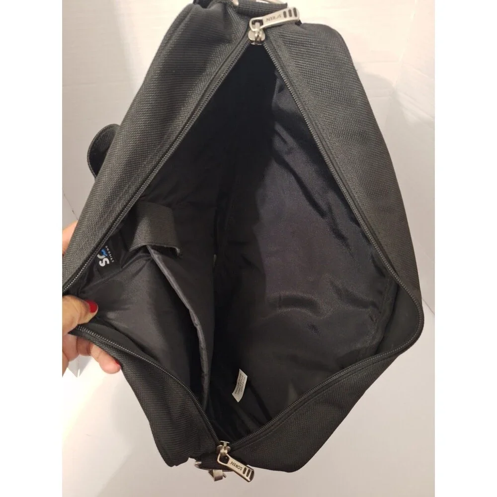 Soren Black Canvas Briefcase Messenger Security Fast Pass Laptop Bag -NEW